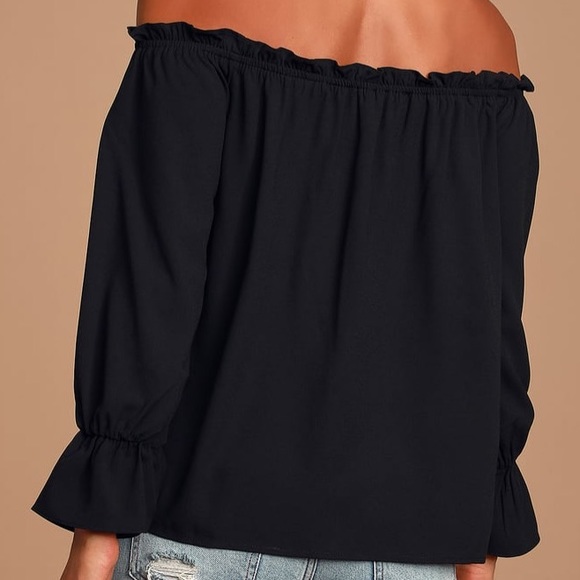 NWT lulus off shoulder black blouse long sleeve XS - Picture 9 of 9